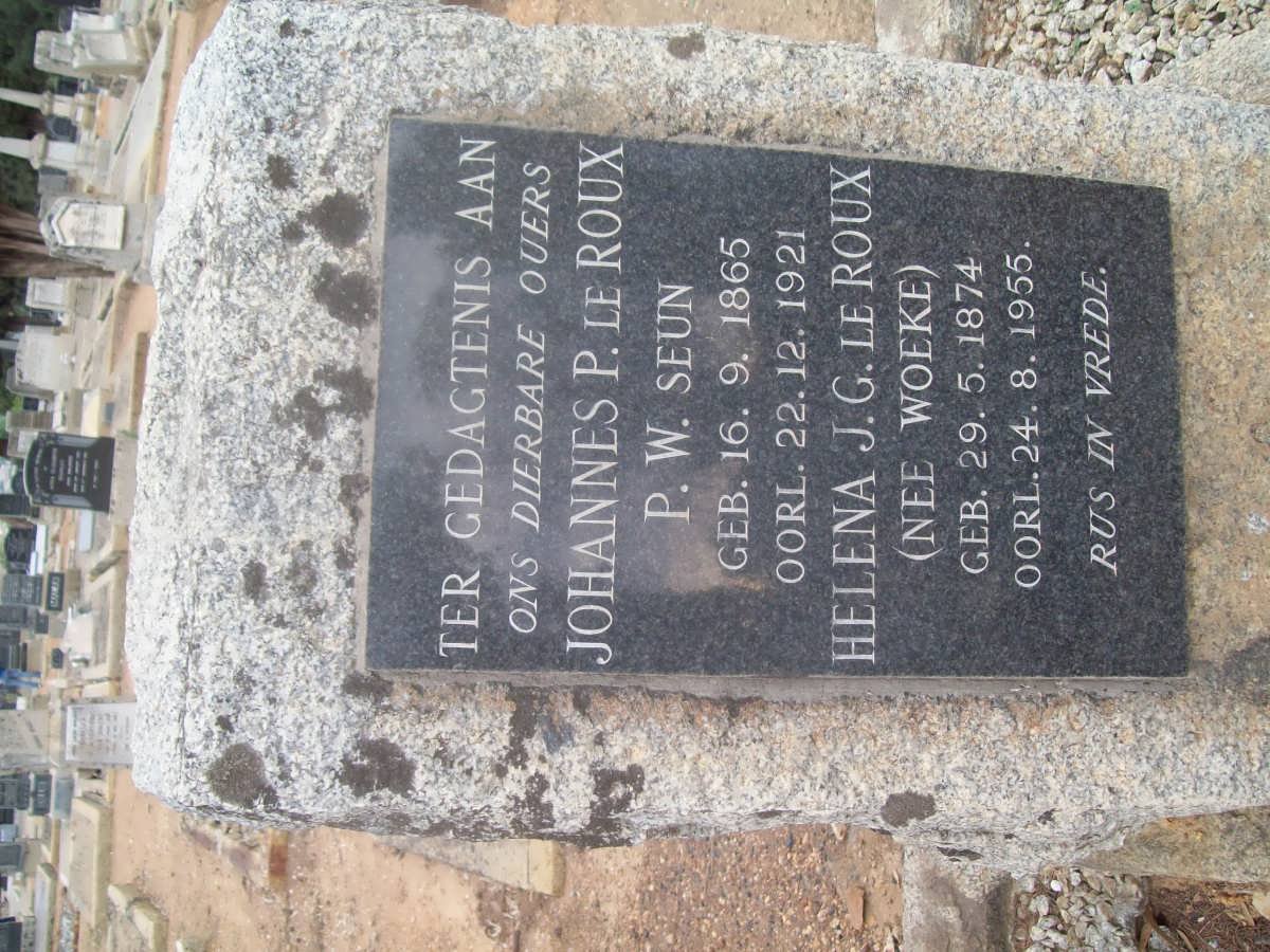 ROUX Johannes P., Le 1865-1921 &amp; Helena J.G. WOEKE 1874-1955