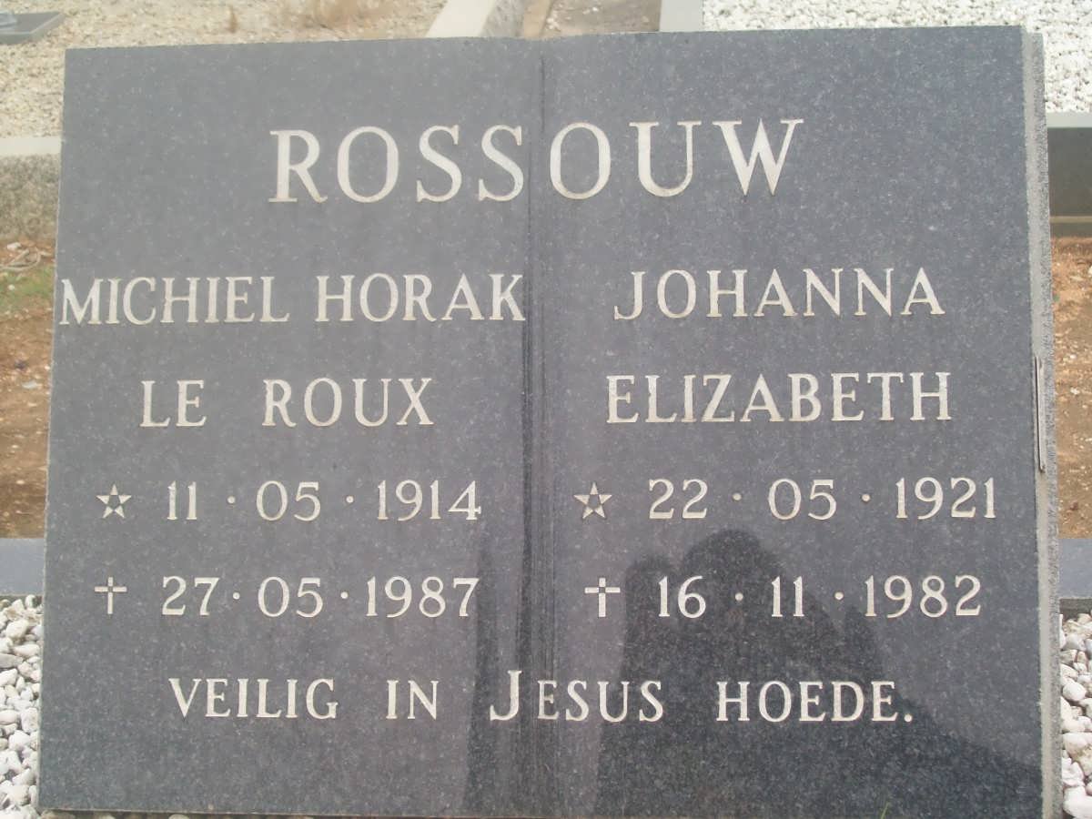 ROSSOUW Michiel Horak Le Roux 1914-1987 &amp; Johanna Elizabeth 1921-1982