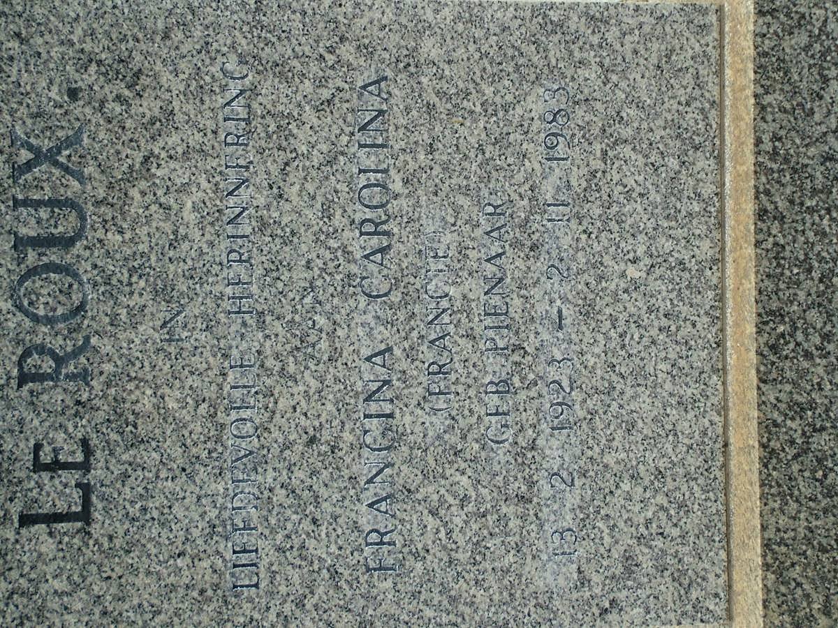 ROUX Francina Carolina, le nee PIENAAR 1923-1983