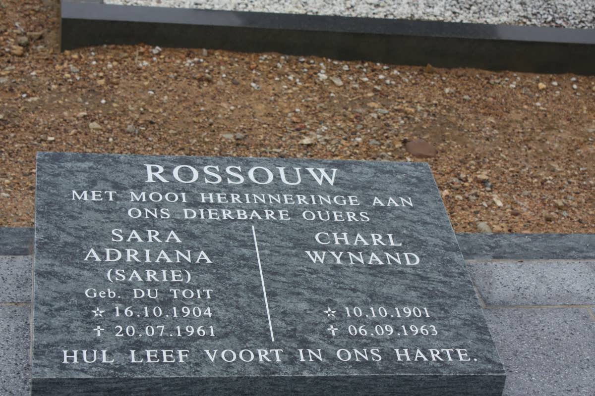 ROSSOUW Charl Wynand 1901-1963 &amp; Sara Adriana DU TOIT 1904-1961