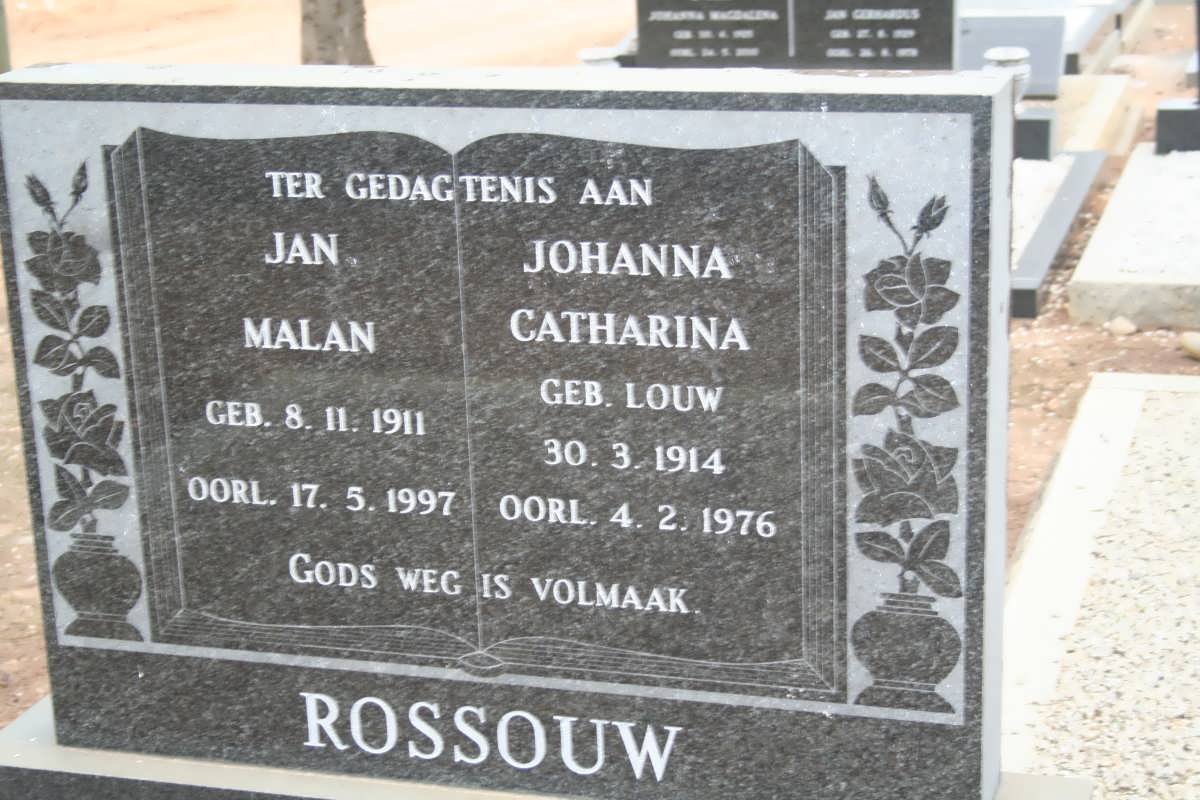 ROSSOUW Jan Malan 1911-1997 &amp; Johanna Catharina LOUW 1914-1976