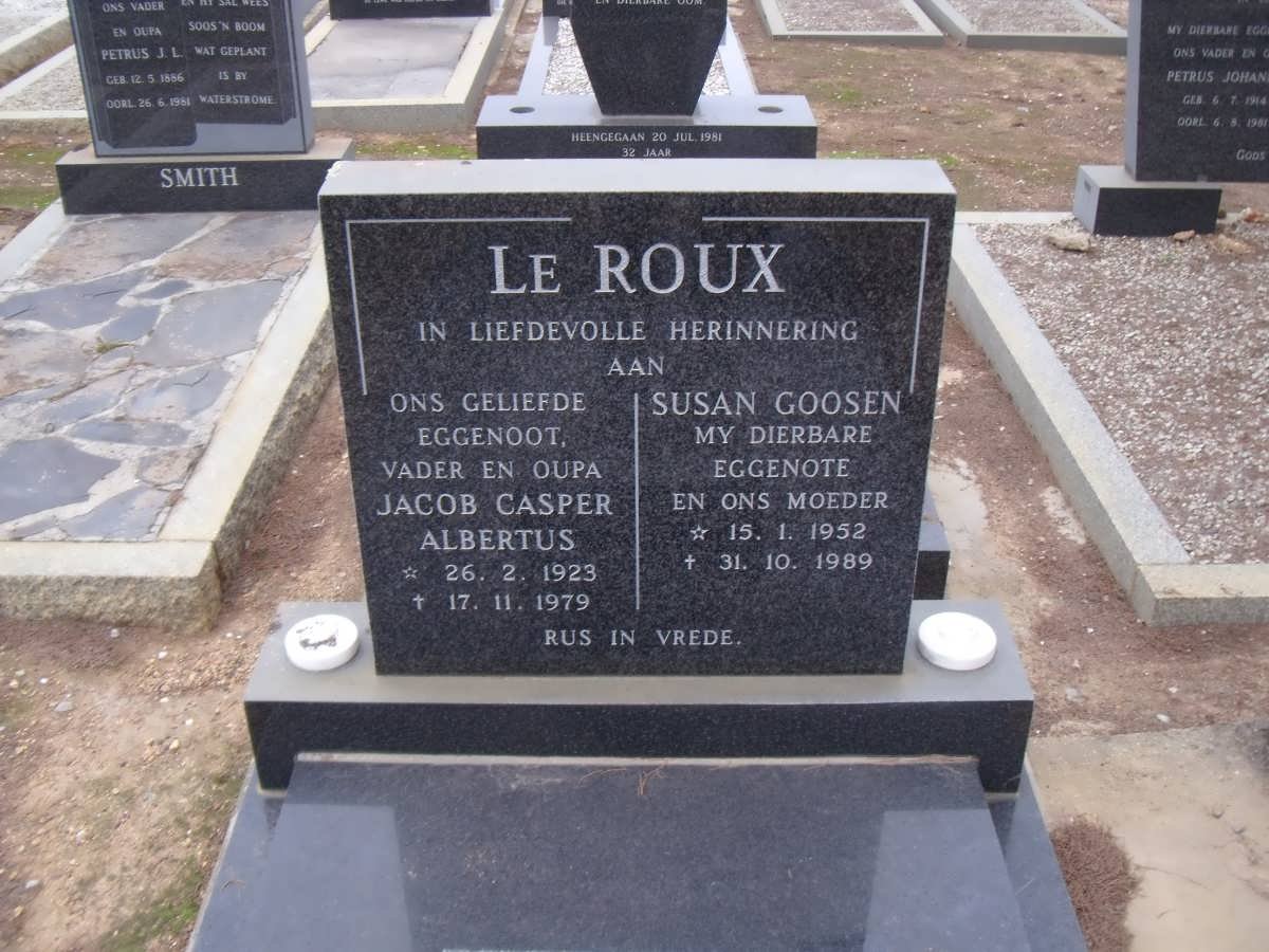 ROUX Jacob Casper Albertus, le 1923-1979 :: LE ROUX Susan GOOSEN 1952-1989