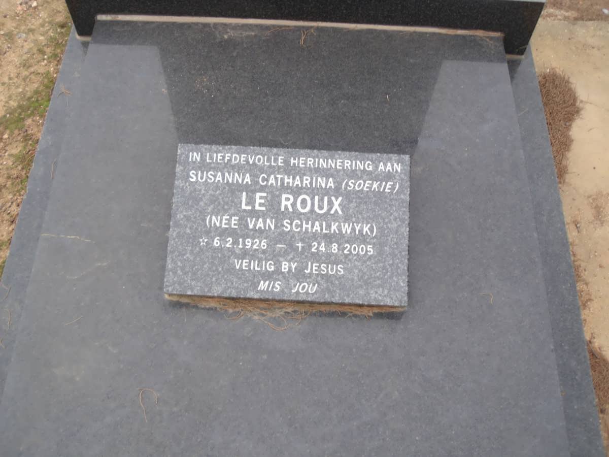 ROUX Susanna Catharina, le nee VAN SCHALKWYK 1926-2005