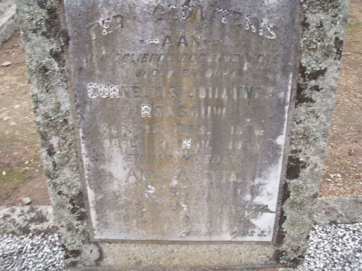 ROSSOUW Cornelius Johannes 18?6-1955 &amp; Anna Aletta 1874-19??