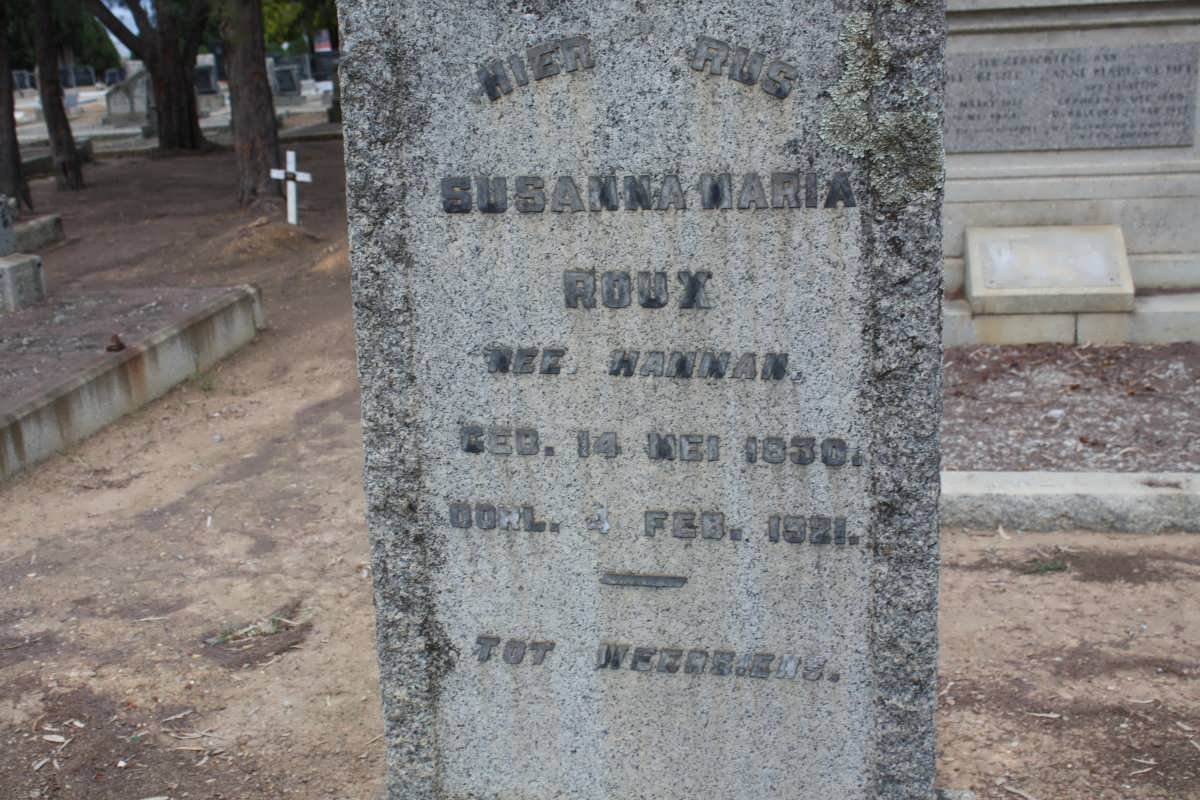 ROUX Susanna Maria nee HAMMAN 1830-1921