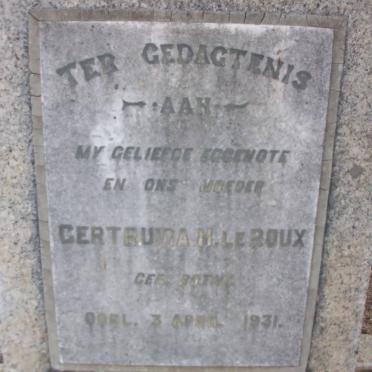 ROUX Gertruida M., le nee BOTHA -1931