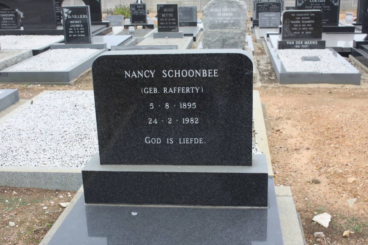 SCHOONBEE Nancy nee RAFFERTY 1895-1982