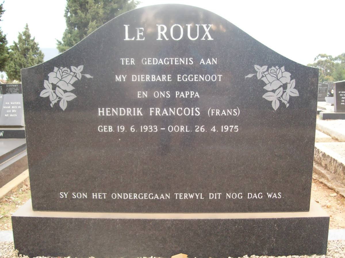 ROUX Hendrik Francois, le 1933-1975