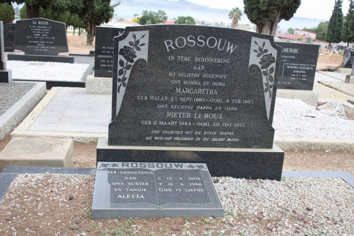 ROSSOUW Pieter Le Roux 1884-1973 &amp; Margaretha MALAN 1885-1967 :: ROSSOUW Aletta 1908-1986