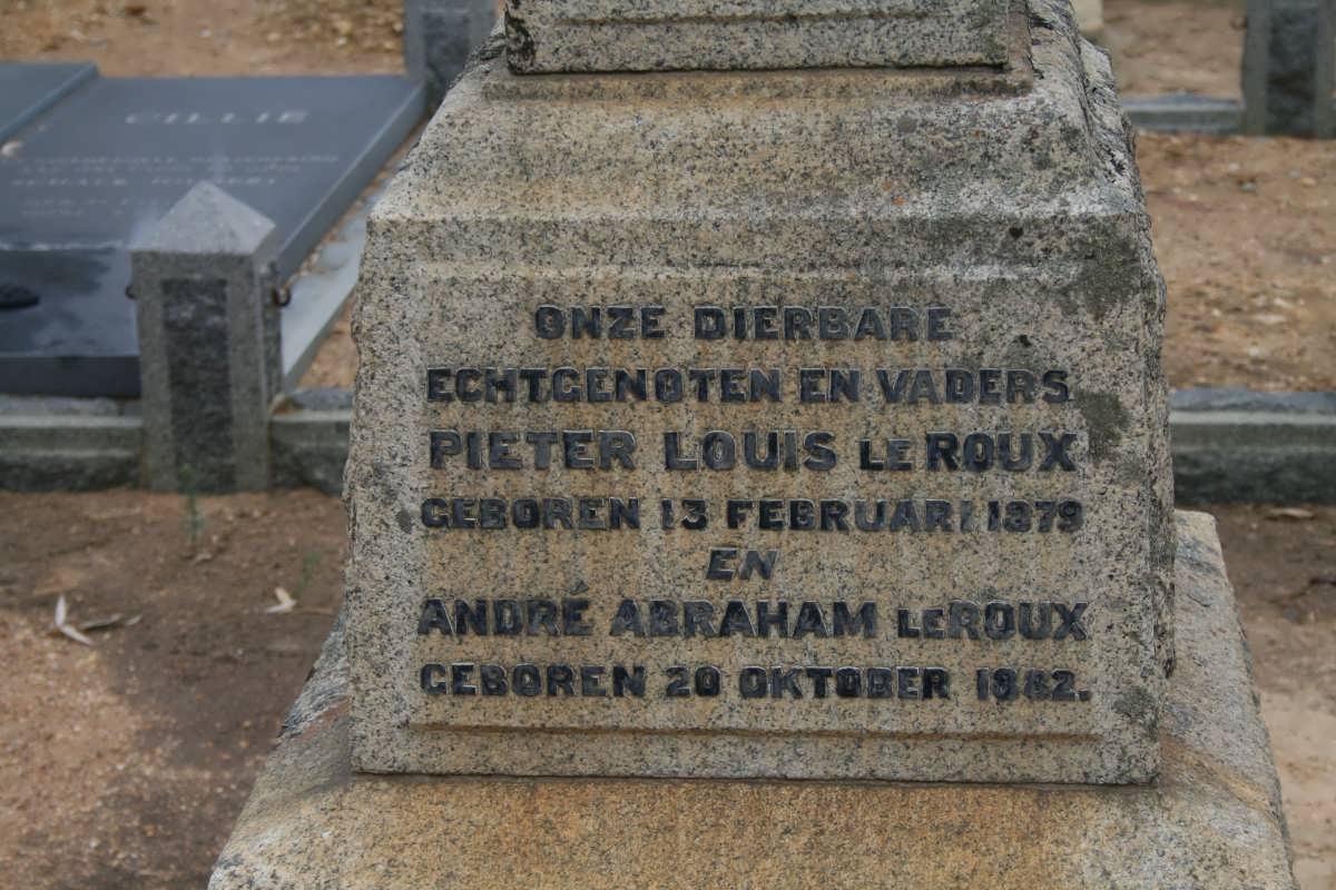 ROUX Pieter Louis, le 1879-1918 :: LE ROUX André Abraham 1882-1918