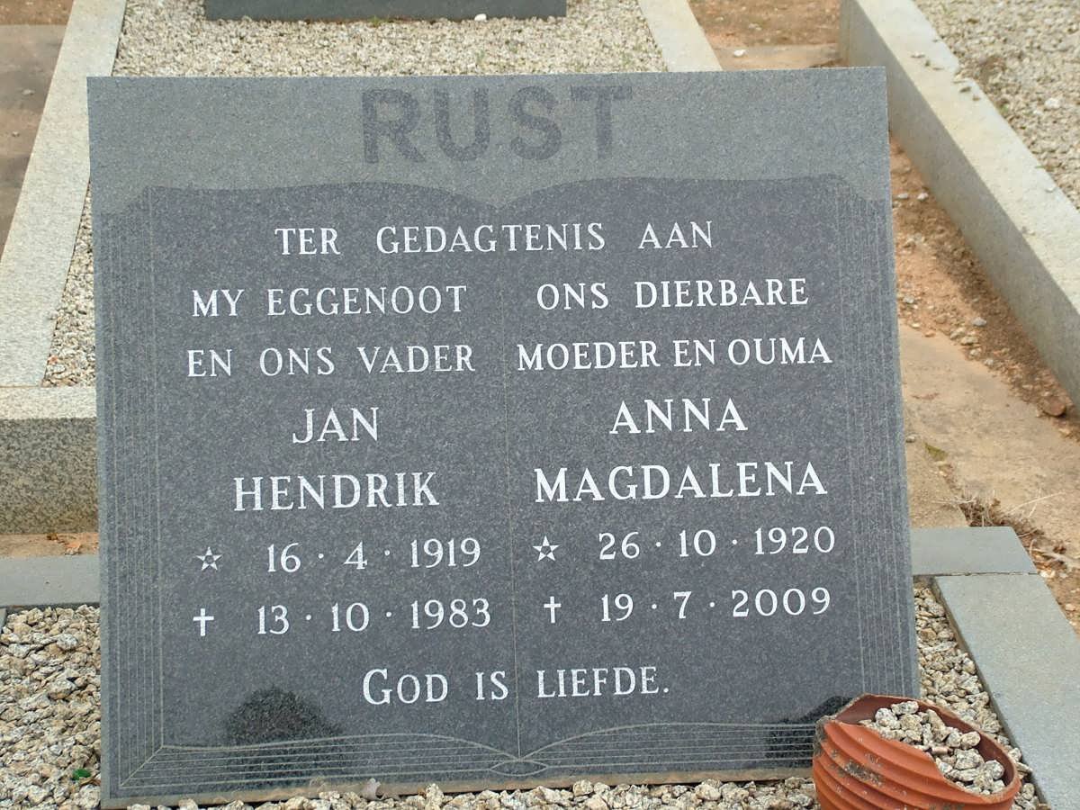 RUST Jan Hendrik 1919-1983 &amp; Anna Magdalena 1920-2009