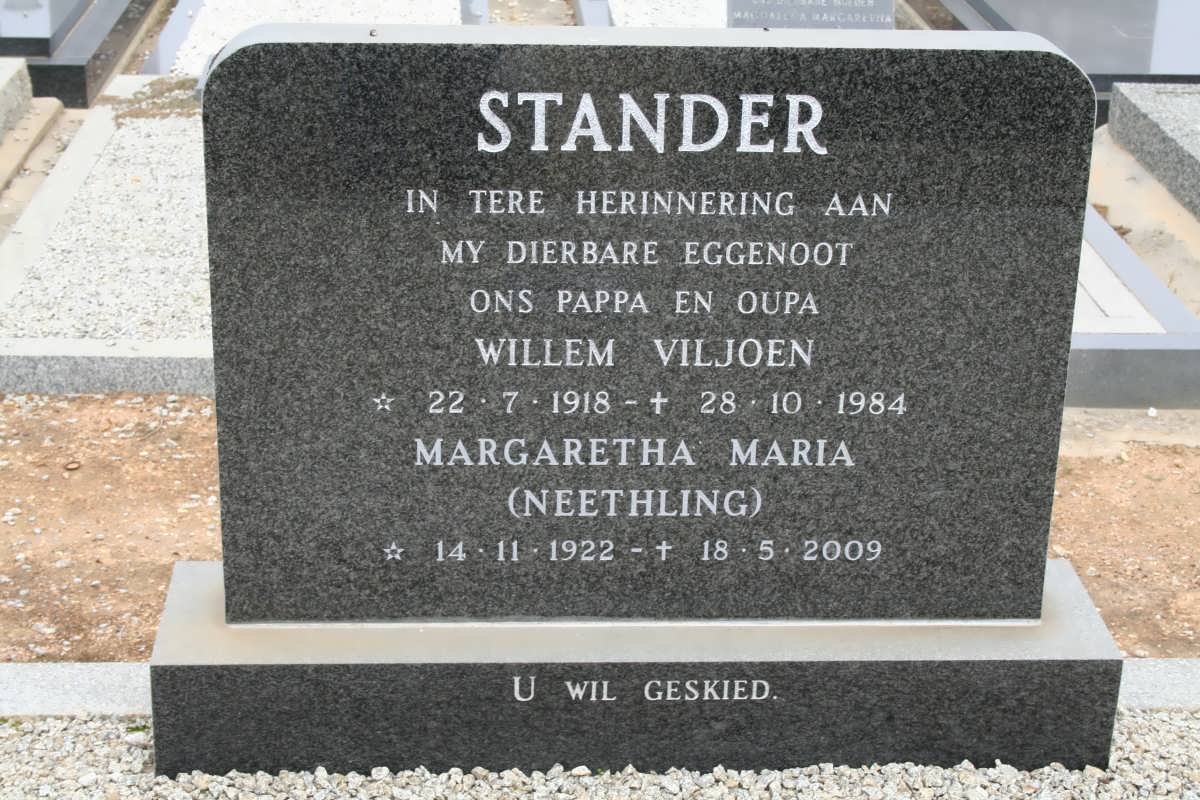 STANDER Willem Viljoen 1918-1984 &amp; Margaretha Maria NEETHLING 1922-2009