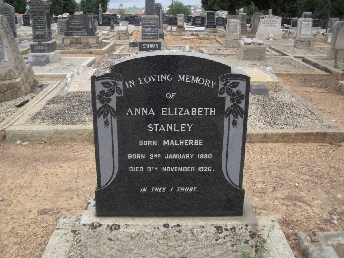 STANLEY Anna Elizabeth nee MALHERBE 1890-1926