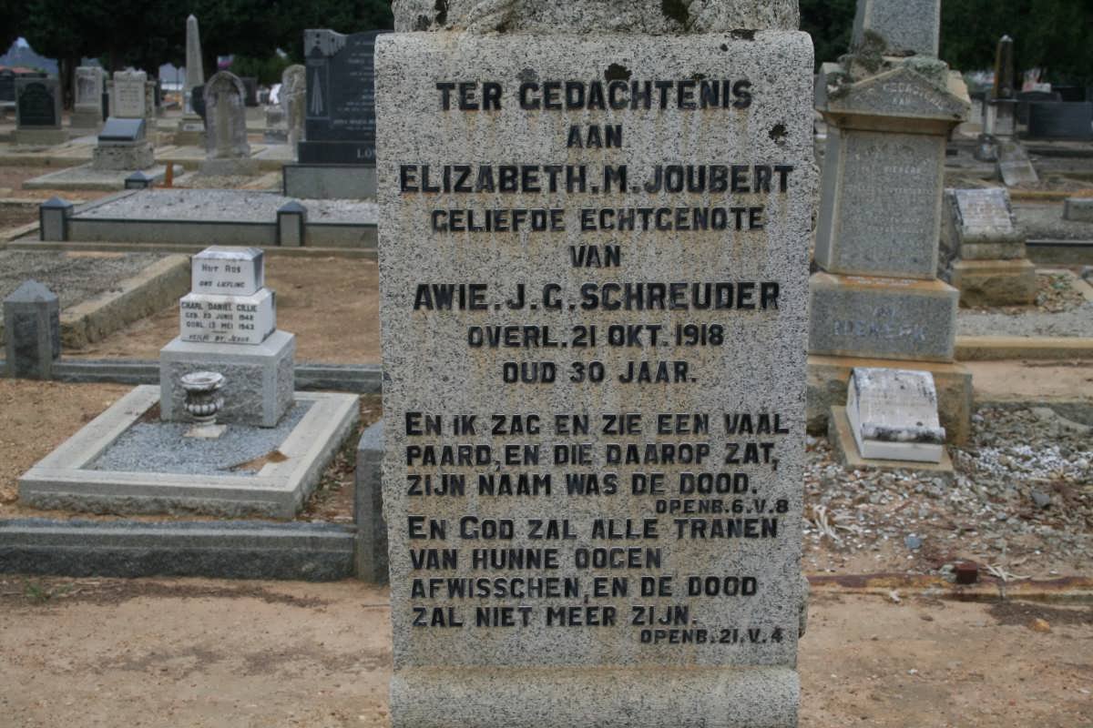 SCHREUDER Elizabeth M. nee JOUBERT -1918