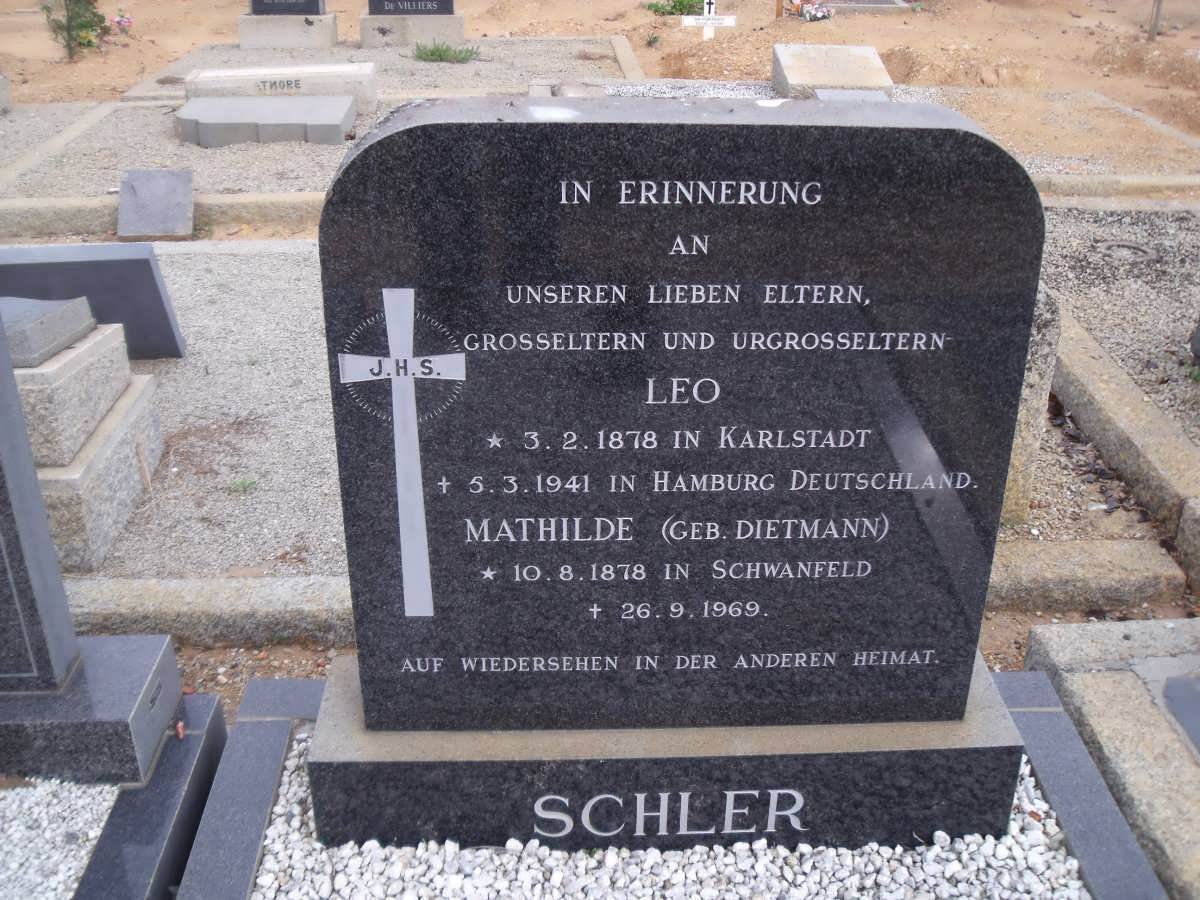 SCHLER Leo 1878-1941 &amp; Mathilde DIETMANN 1878-1969