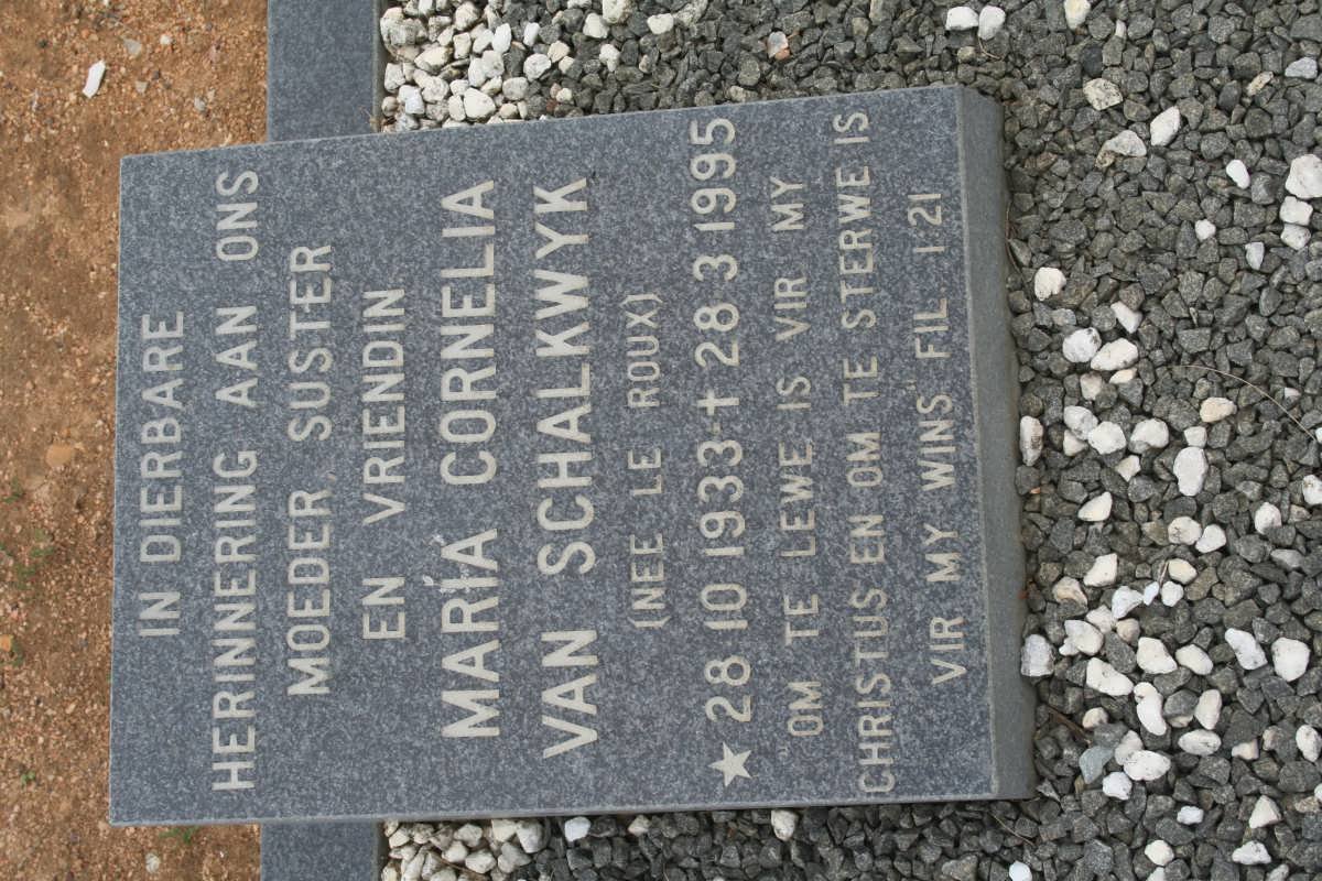 SCHALKWYK Maria Cornelia, van nee LE ROUX 1933-1995