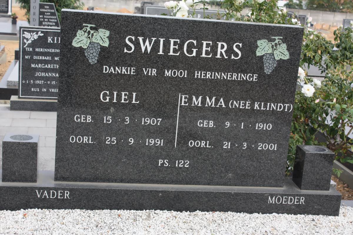 SWIEGERS Giel 1907-1991 &amp; Emma KLINDT 1910-2001