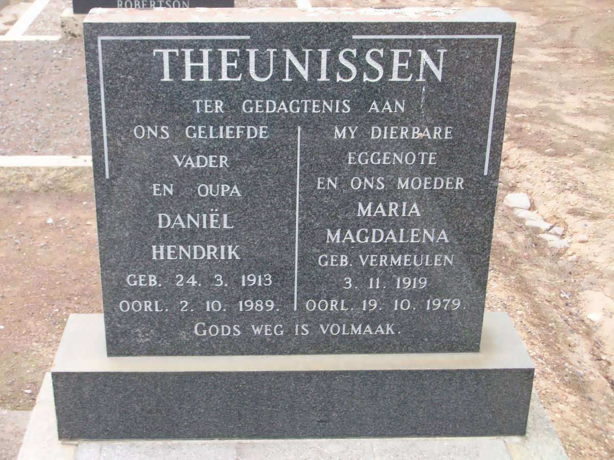 THEUNISSEN Daniël Hendrik 1913-1989 &amp; Maria Magdalena VERMEULEN 1919-1979