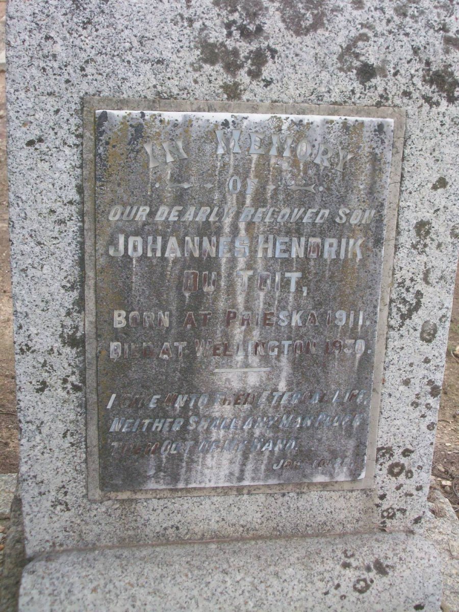 TOIT Johannes Hendrik, du 1911-1930