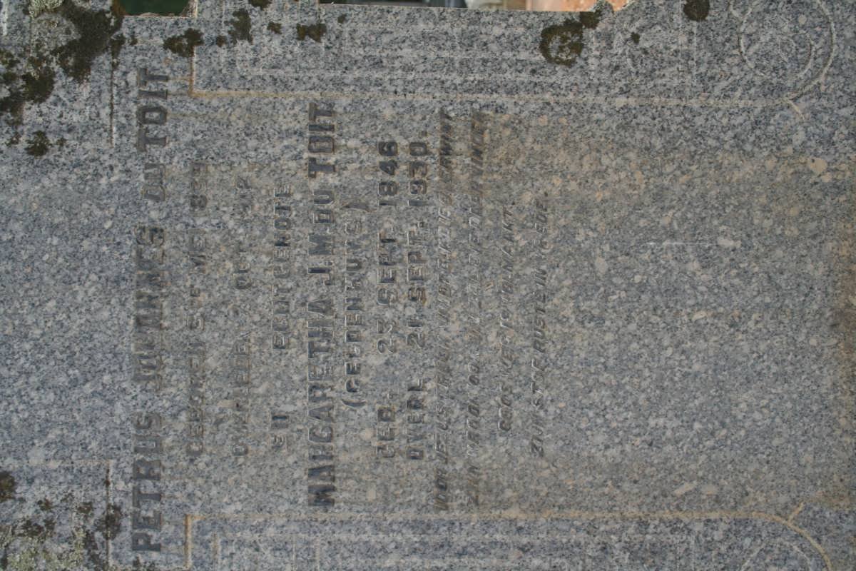 TOIT Petrus Johannes, du 1839-1942 &amp; Margaretha J.M. GELDENHUYS 1846-1930