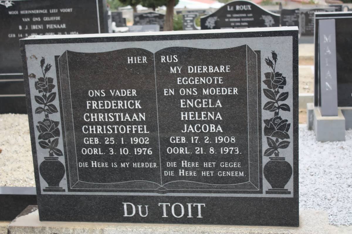 TOIT Frederick Christiaan Christoffel, du 1902-1976 &amp; Engela Helena Jacoba 1908-1973