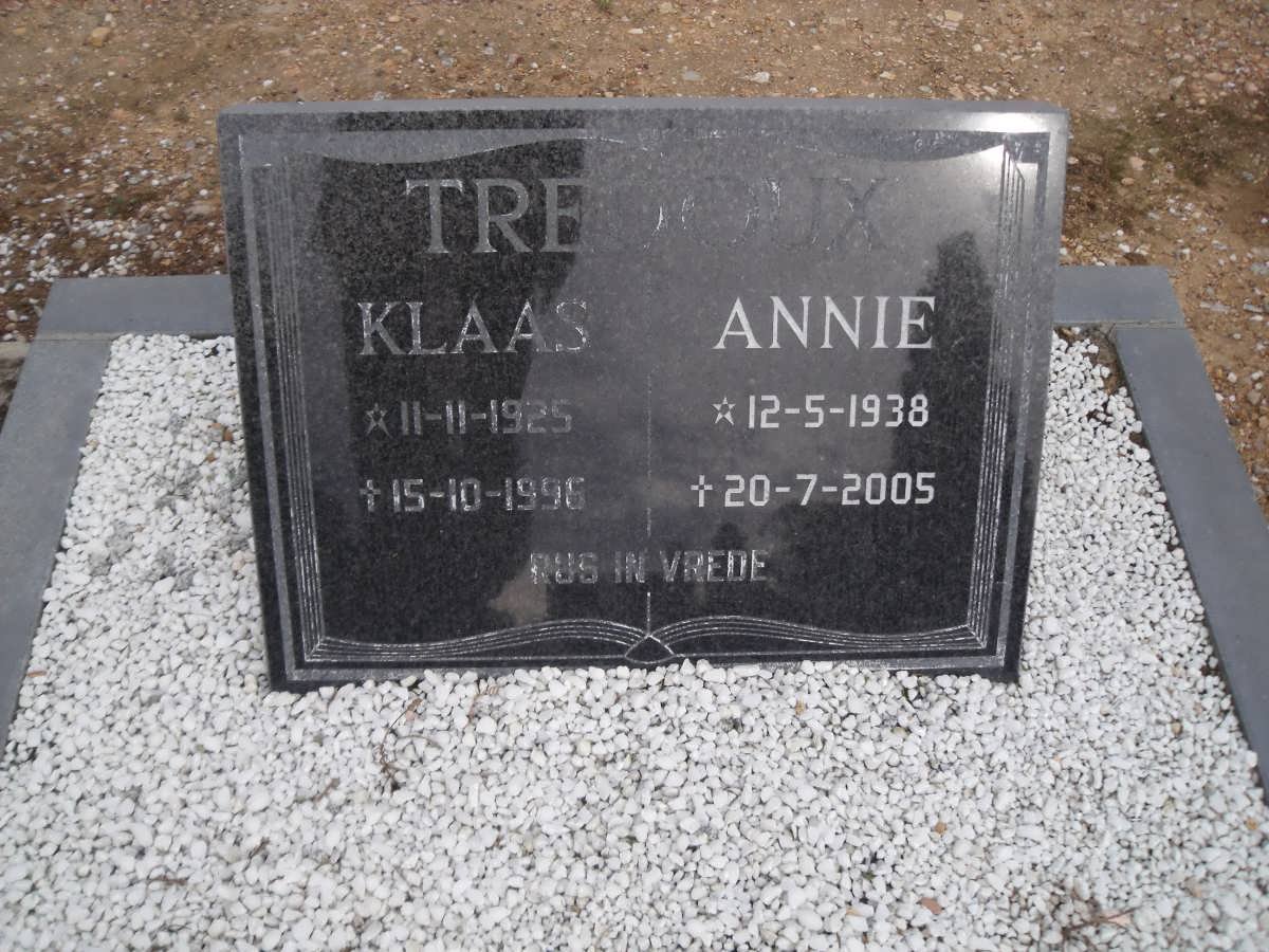 TREDOUX Klaas 1925-1996 &amp; Annie 1938-2005