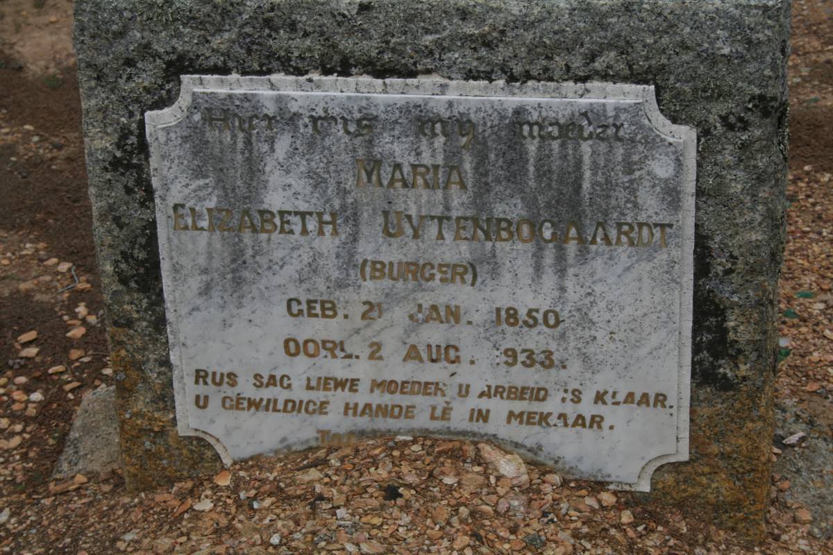 UYTENBOGAARDT Elizabeth nee BURGER 1850-1933