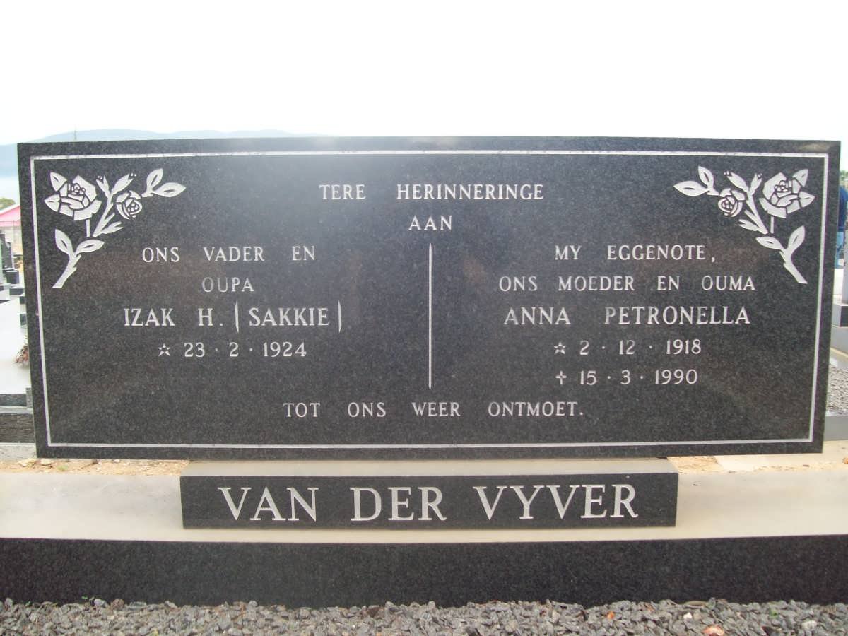 VYVER Izak H., van der 1924- &amp; Anna Petronella 1918-1990