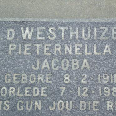 WESTHUIZEN Pieternella Jacoba, van der 1911-1984