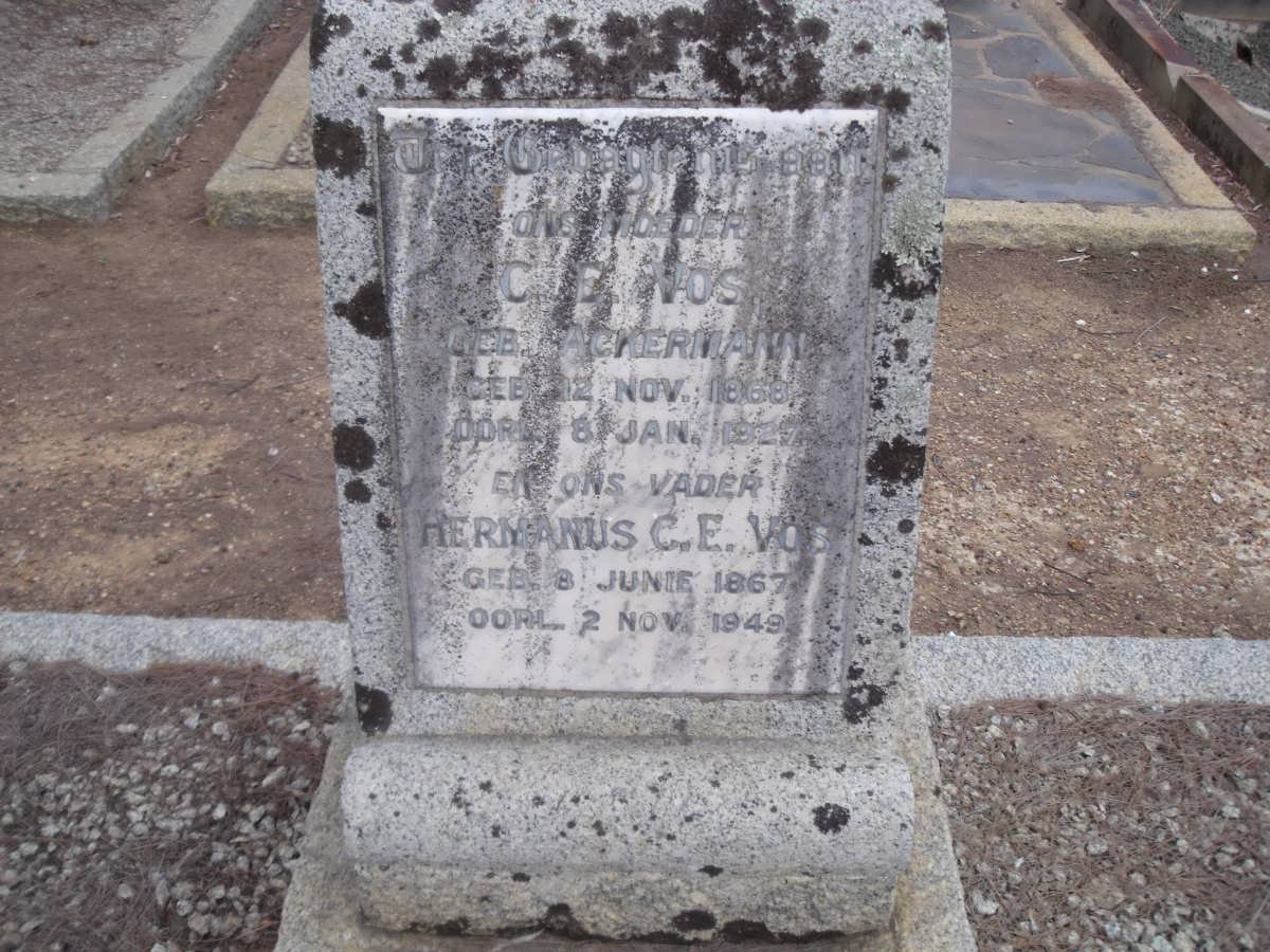 VOS Hermanus C.E. 1867-1949 &amp; C.E. ACKERMANN 1868-1927