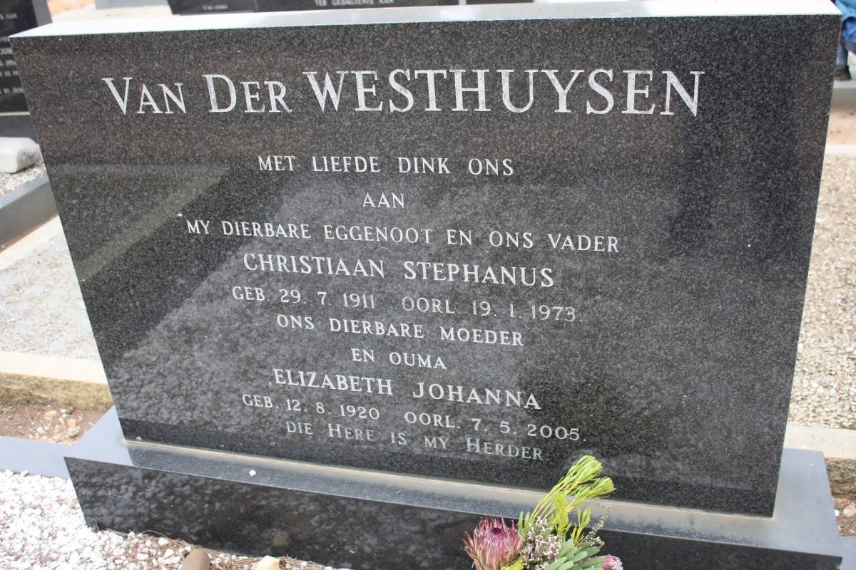 WESTHUYSEN Christiaan Stephanus, van der 1911-1973 &amp; Elizabeth Johanna 1920-2005