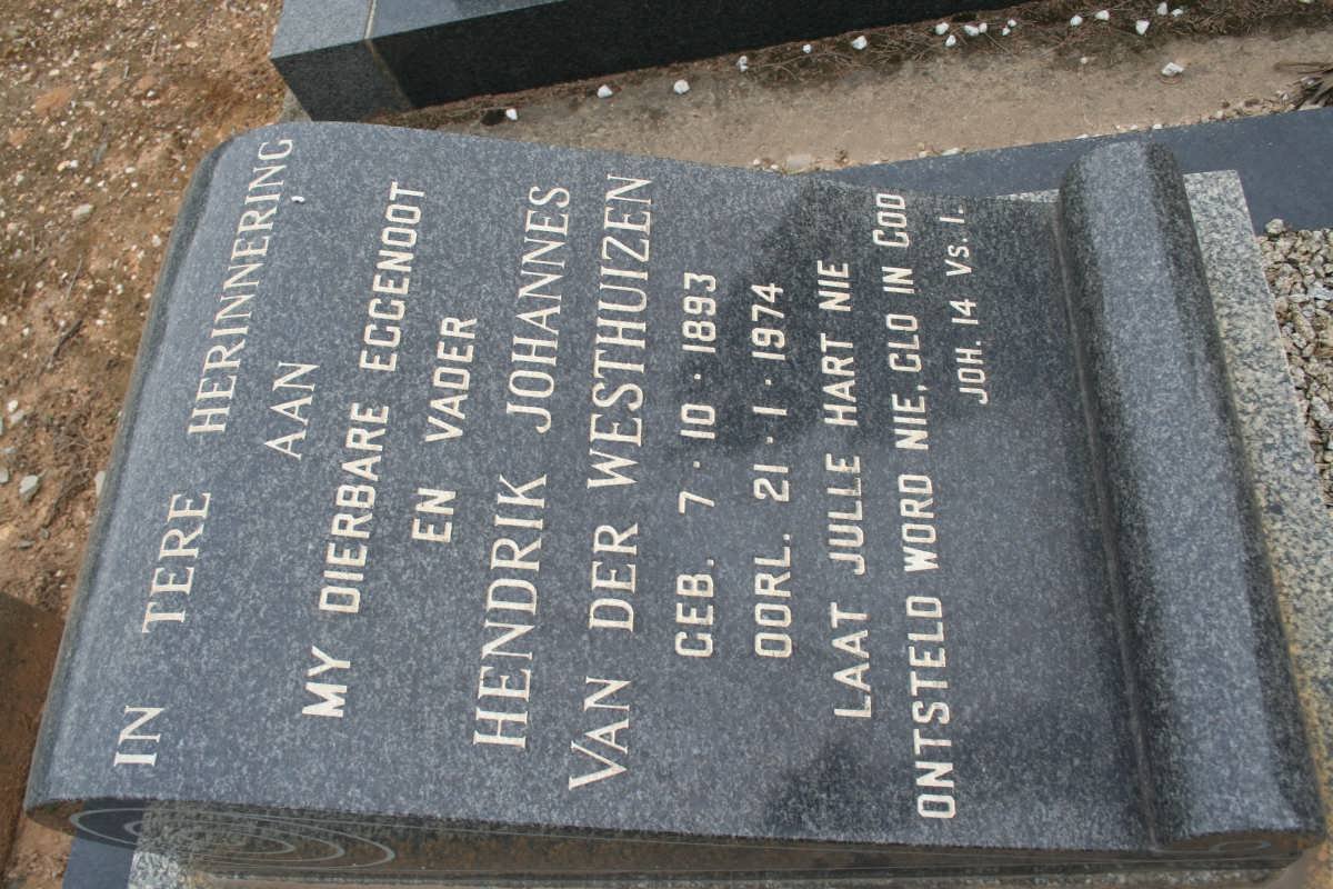 WESTHUIZEN Hendrik Johannes, van der 1893-1974