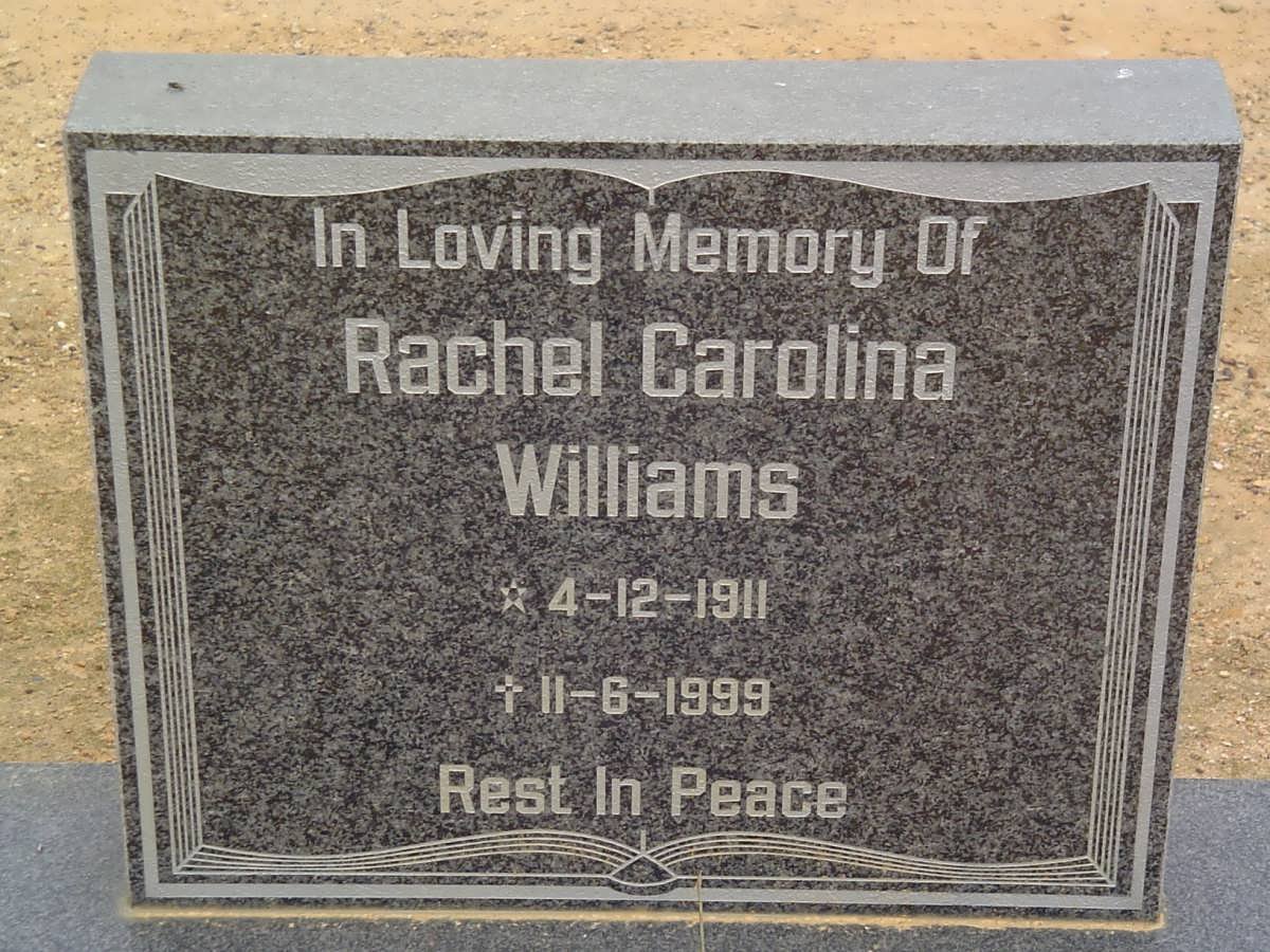 WILLIAMS Rachel Carolina 1911-1999