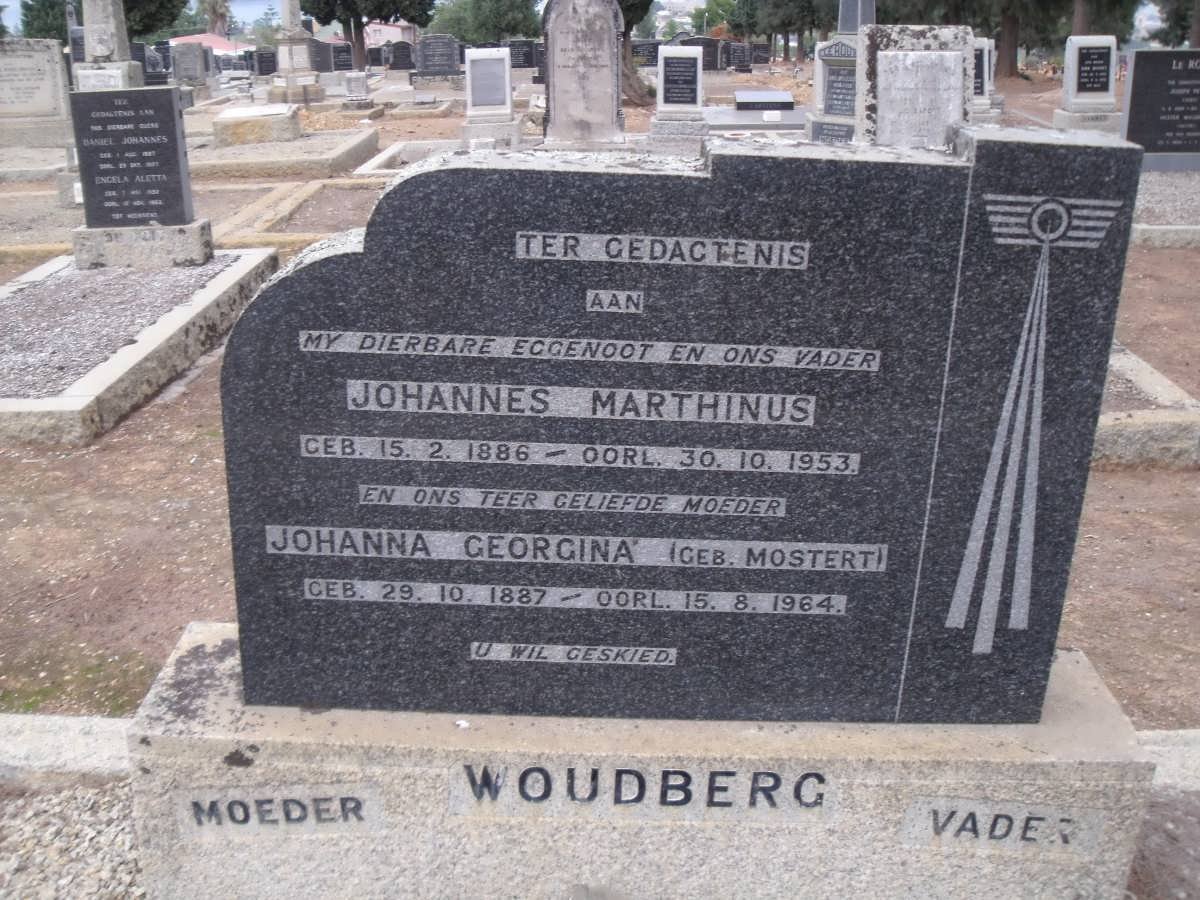 WOUDBERG Johannes Marthinus 1886-1953 &amp; Johanna Georgina MOSTERT 1887-1964