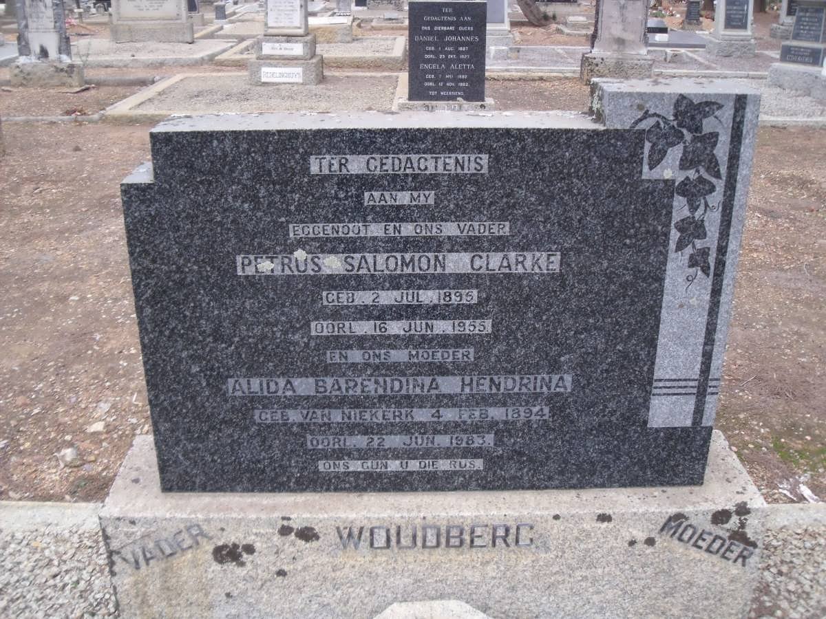 WOUDBERG Petrus Salomon Clarke 1895-1955 &amp; Alida Barendina Hendrina VAN NIEKERK 1894-1983