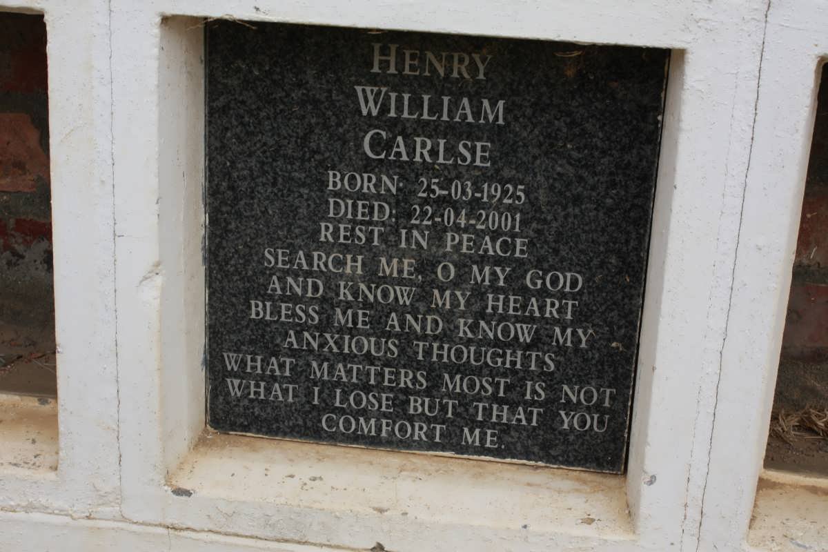 CARLSE Henry William 1925-2001
