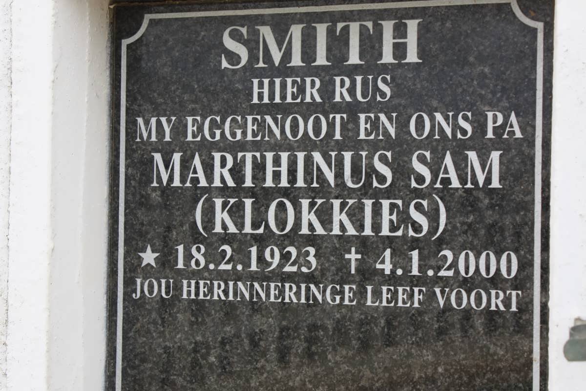 SMITH Marthinus Sam 1923-2000