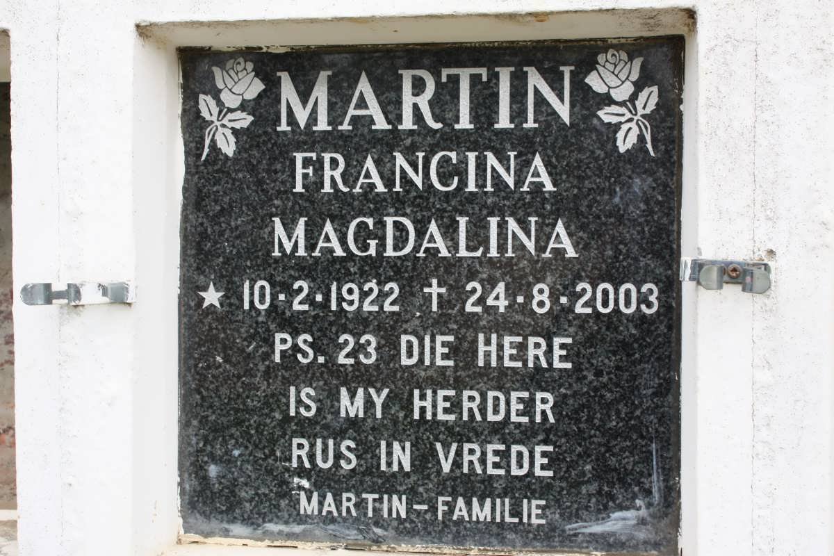 MARTIN Francina Magdalina 1922-2003