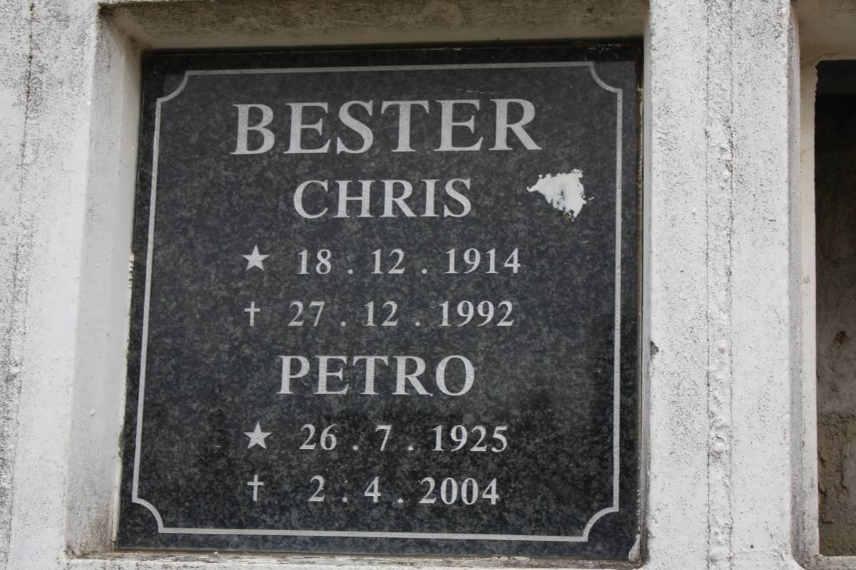 BESTER Chris 1914-1992 &amp; Petro 1925-2004
