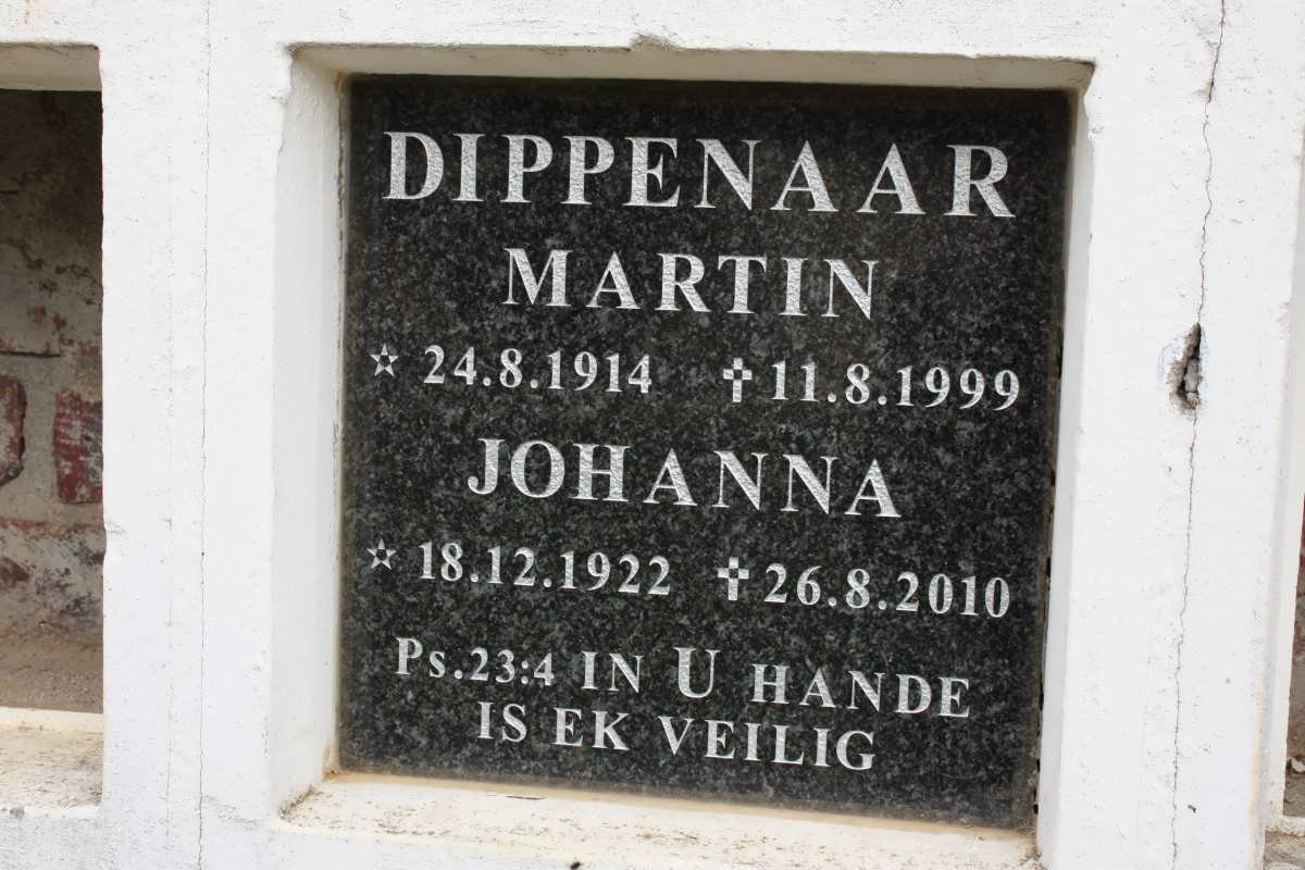 DIPPENAAR Martin 1914-1999 &amp; Johanna 1922-2010