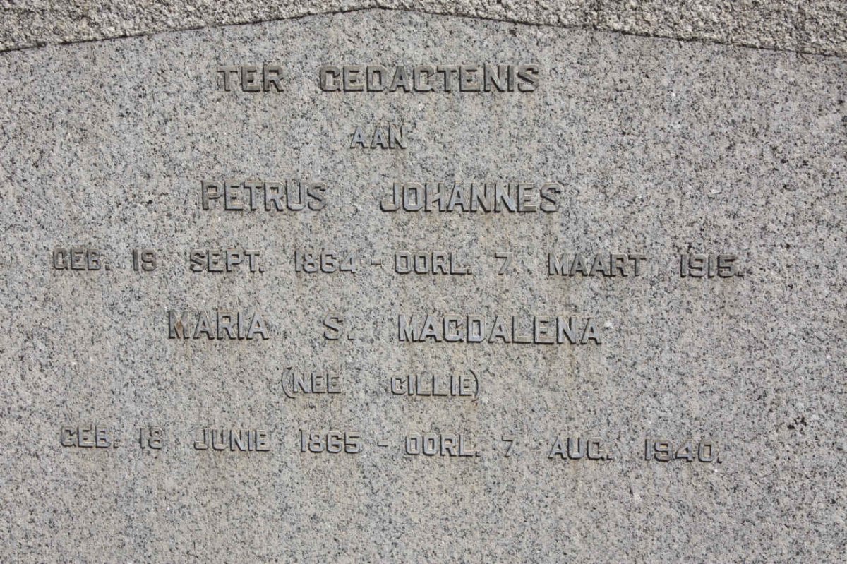 CILLIE Petrus Johannes 1864-1915 &amp; Maria S. Magdalena CILLIE 1865-1940