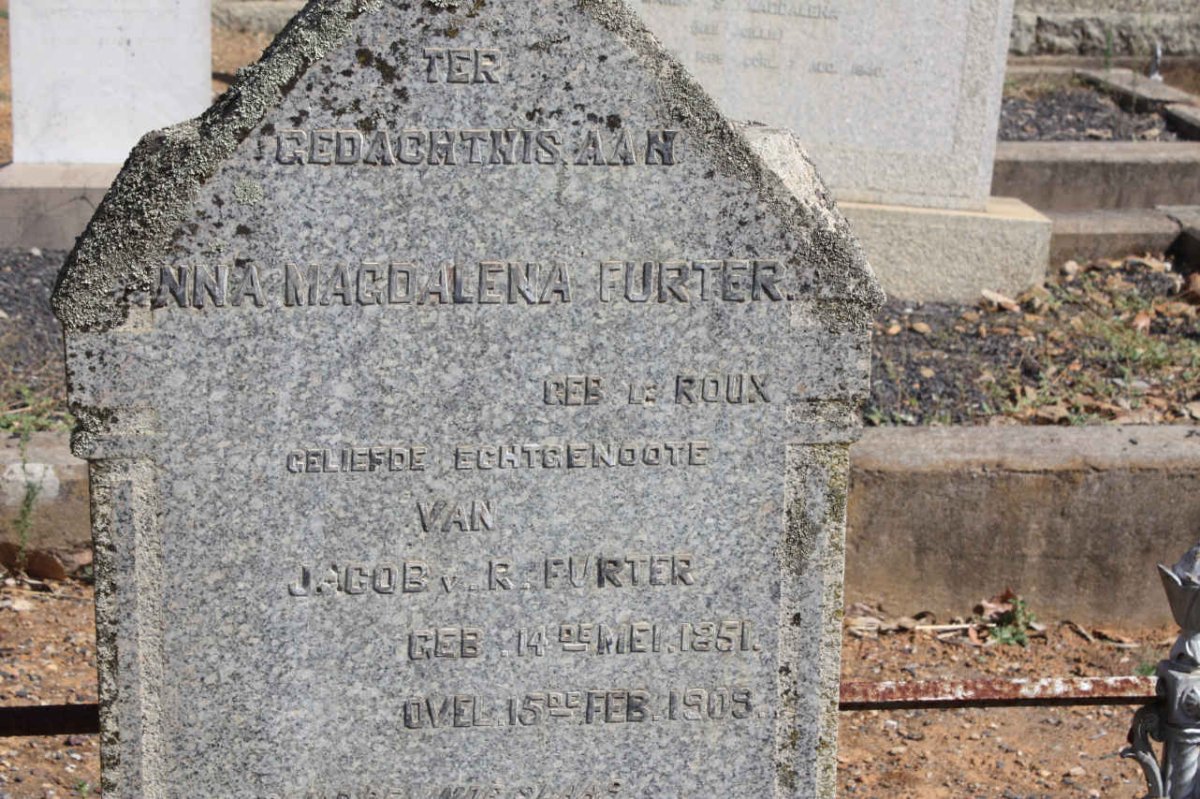FURTER Anna Magdalena nee LE ROUX 1851-1909