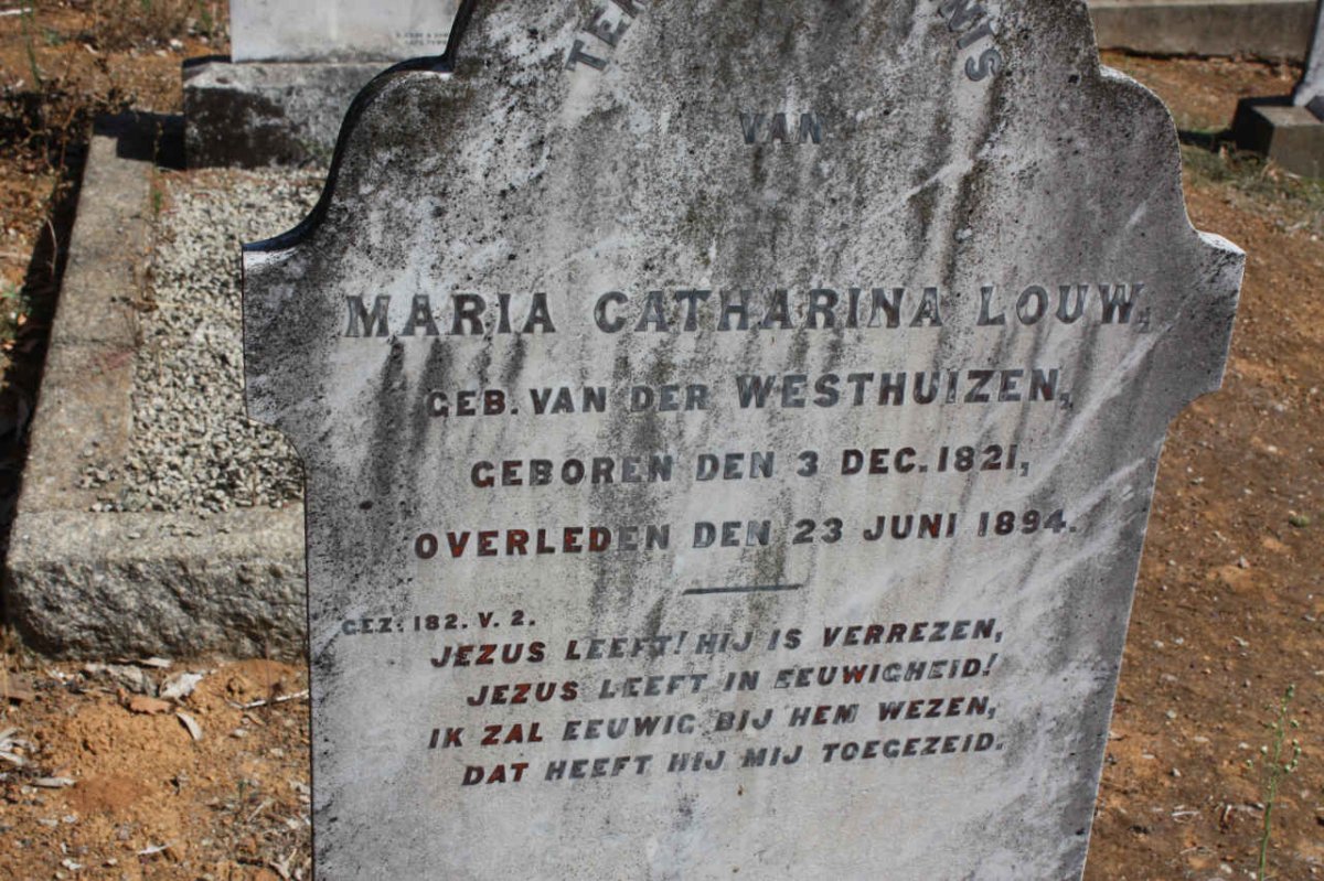 LOUW Maria Catharina nee VAN DER WESTHUIZEN 1821-1894