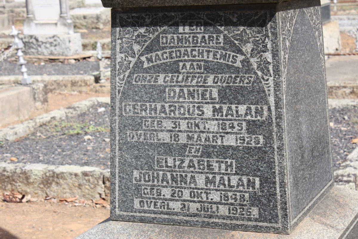 MALAN Daniel Gerhardus 1845-1925 &amp; Elizabeth Johanna 1848-1926