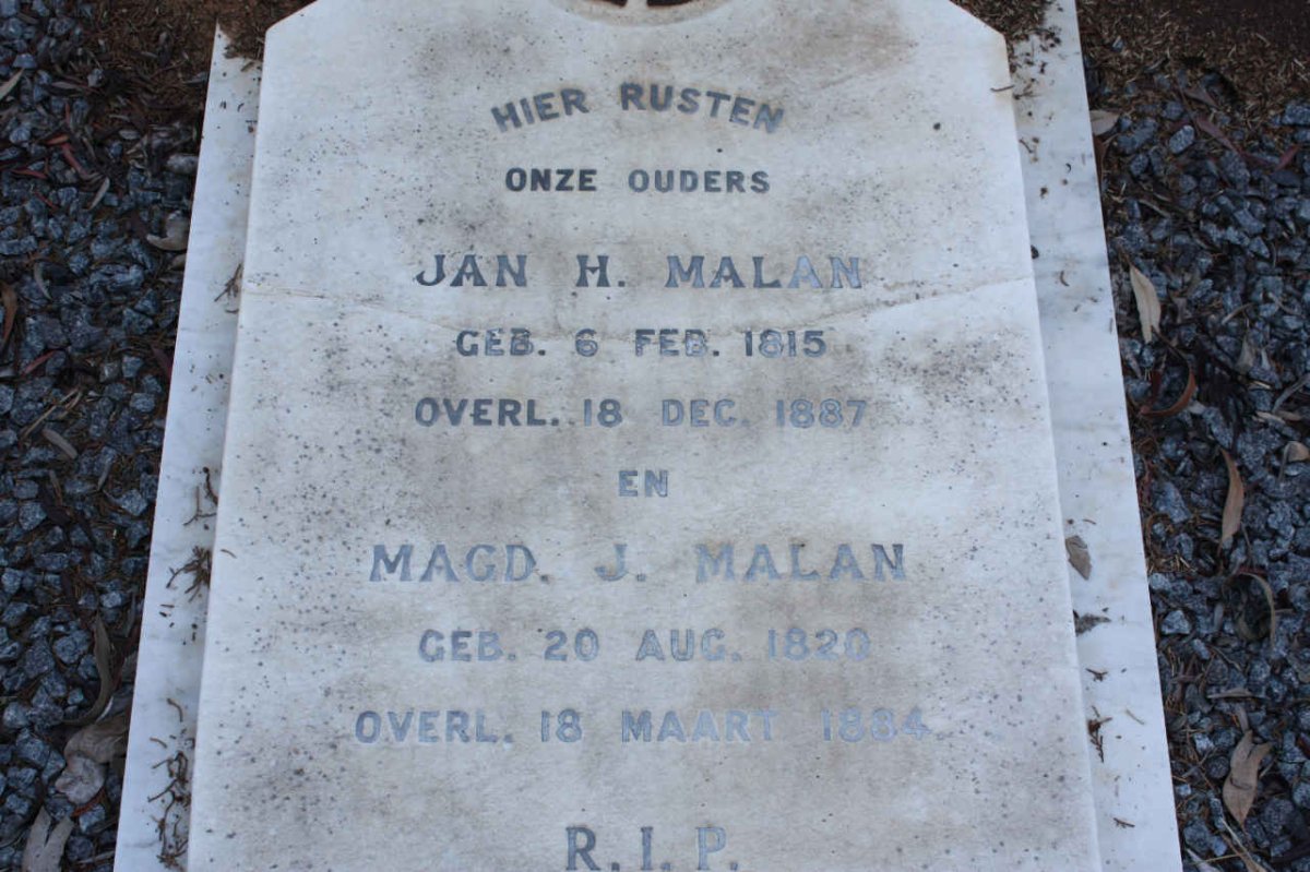 MALAN Jan H. 1815-1887 &amp; Magdalena J. 1820-1884