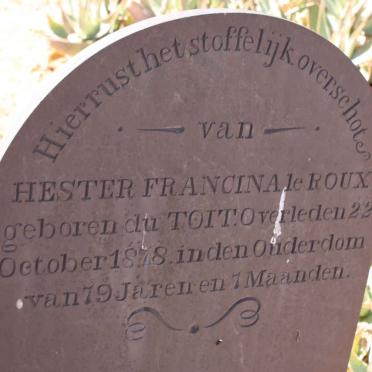 ROUX Hester Francina, le nee DU TOIT -1878