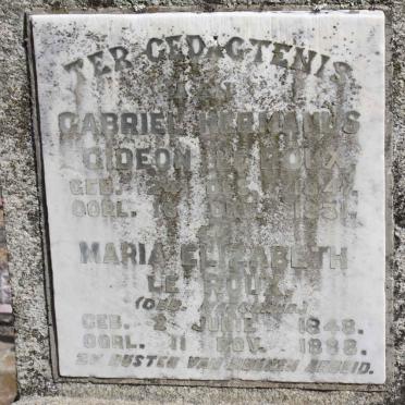 ROUX Gabriel Hermanus Gideon, le 1847-1931 &amp; Maria Elizabeth MARCHAND 1848-1888