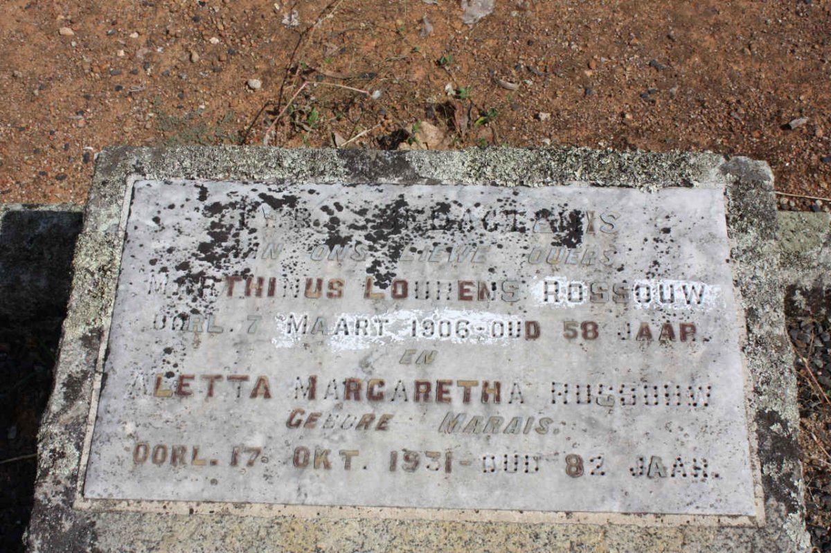 ROSSOUW Marthinus Lourens -1906 &amp; Aletta Margaretha MARAIS -1931