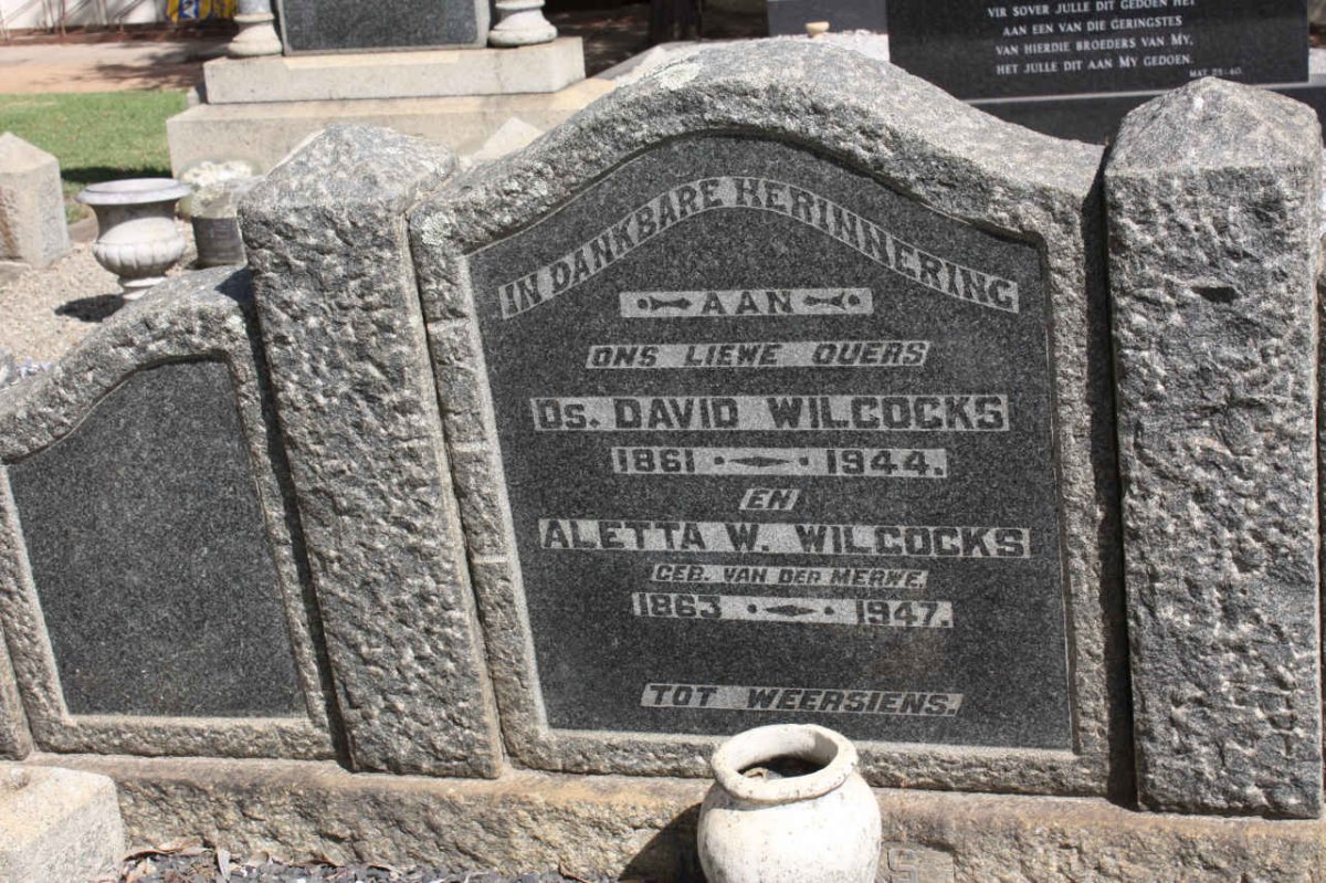 WILCOCKS David 1861-1944 &amp; Aletta W. VAN DER MERWE 1863-1947