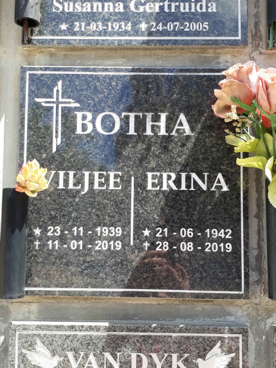 BOTHA Viljee 1939-2019 &amp; Erina 1942-2019